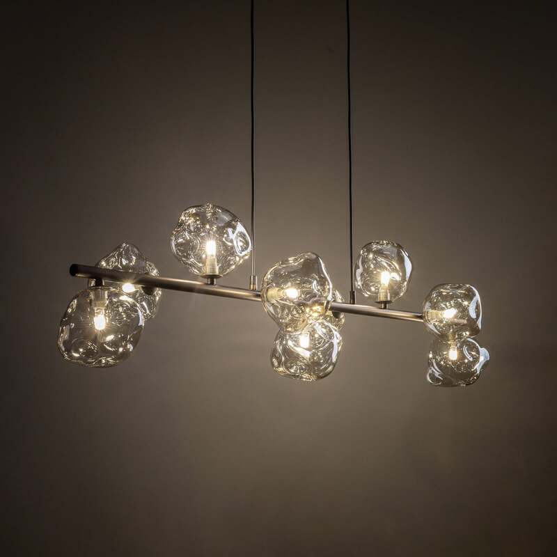 TK-Lighting Hängeleuchte Lava 9-flammig LED Pendelleuchte dimmbar braun 116x33cm - 5906135110377