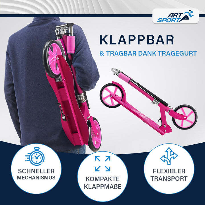 Cityroller Scooter Girl Power XXL Räder Fußständer Hinterradbremse Kinder - 4260304765746