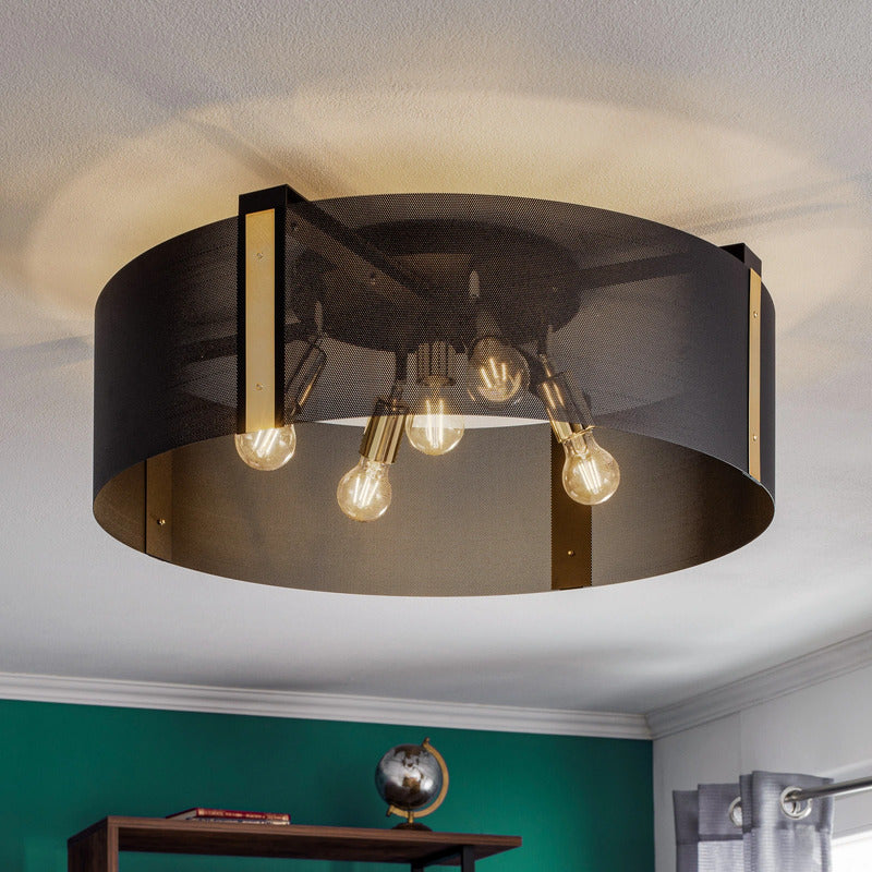Euluna Deckenleuchte Lampe Etro Beleuchtung schwarz gold Stahl Ø 70 cm E27 LED - 4255830900037