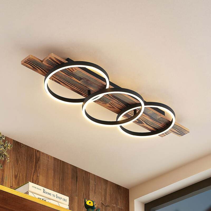 Lindby Deckenleuchte Deckenlampe LED Sentoa Holz Wohnzimmer Esszimmer dimmbar502 - 4251911728095