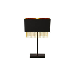 B-Ware Searchlight FRINGE 1LT Tischleuchte Schwarz schirm mit GOLD CHAIN