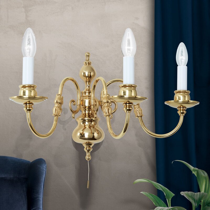 Orion Wandleuchte Imke Wandlampe Wandlicht Leuchte Lampe 3-flg. messing poliert - 9003090012664