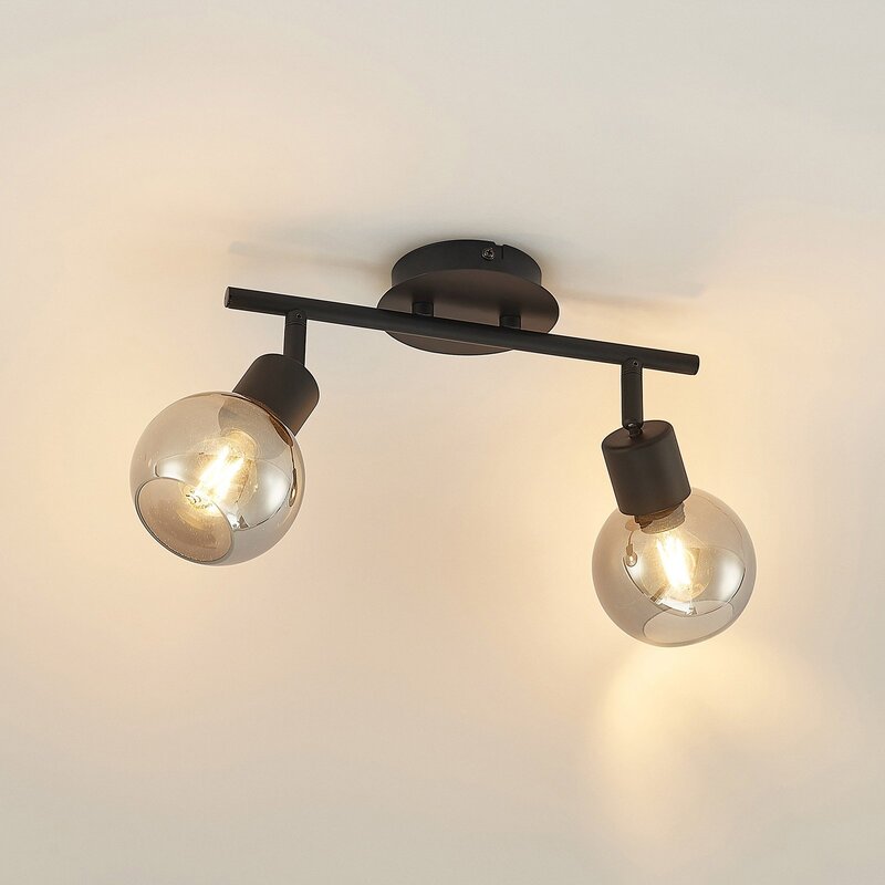 Lindby Deckenstrahler Eridia LED dimmbar schwarz rauchgrau 2-flammig 940 Lumen - 4251911728330