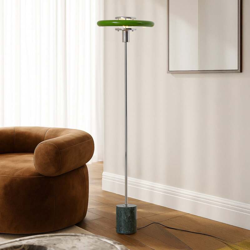 Lindby Stehleuchte Standlampe Retro Standleuchte Marmor 130cm E27 grün Metall - 4255830903380