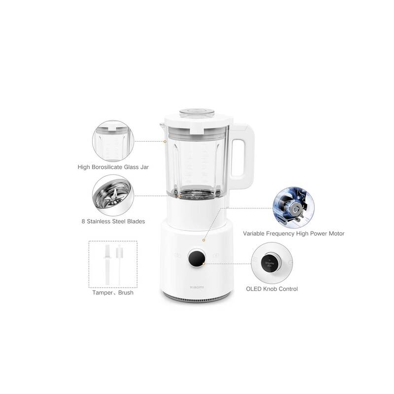 Xiaomi Standmixer 1000 W Weiß 1,6 l 9 Schaltstufen App steuerbar Borosilikatglas - 6934177780554