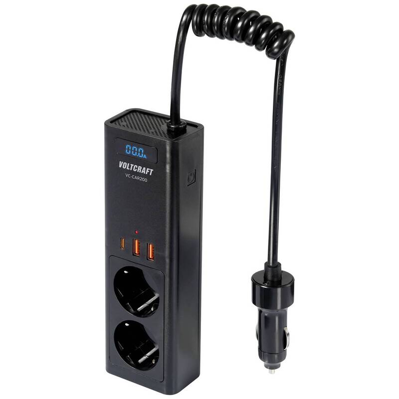 Voltcraft Wechselrichter VC-CAR200 200W 12V DC 230V AC USB Zigarettenanzünder - 4064161250588