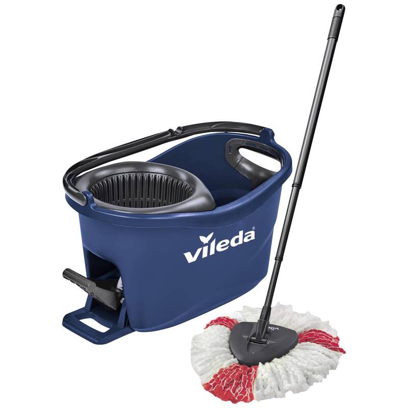 Vileda TURBO COLORS Wischmopp blau mit PowerSchleuder und Fußpedal - 4023103227453