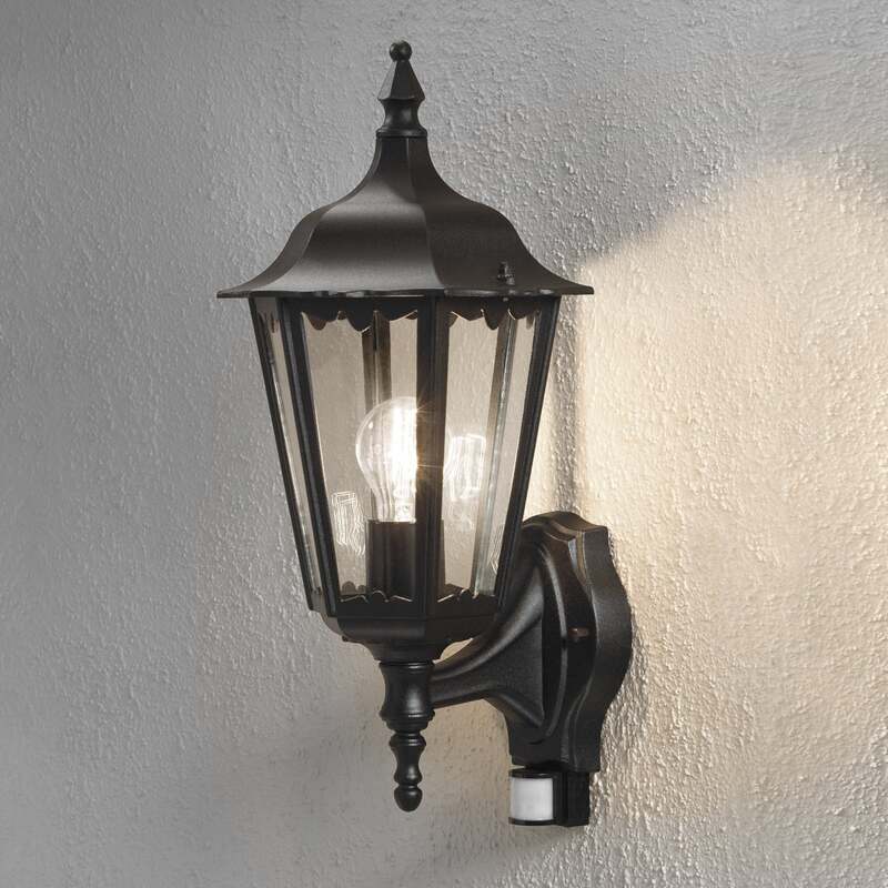 Konstsmide Außenwandleuchte Firenze mit Bewegungsmelder schwarz 100W E27 48cm - 7318307236750