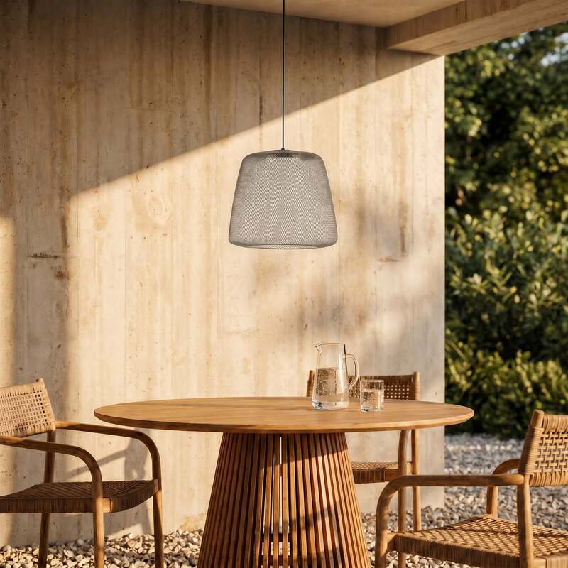 Lucande Außenhängelampe Korvyn LED Gartenleuchte dimmbar grau IP44 Ø50cm - 4255830912634