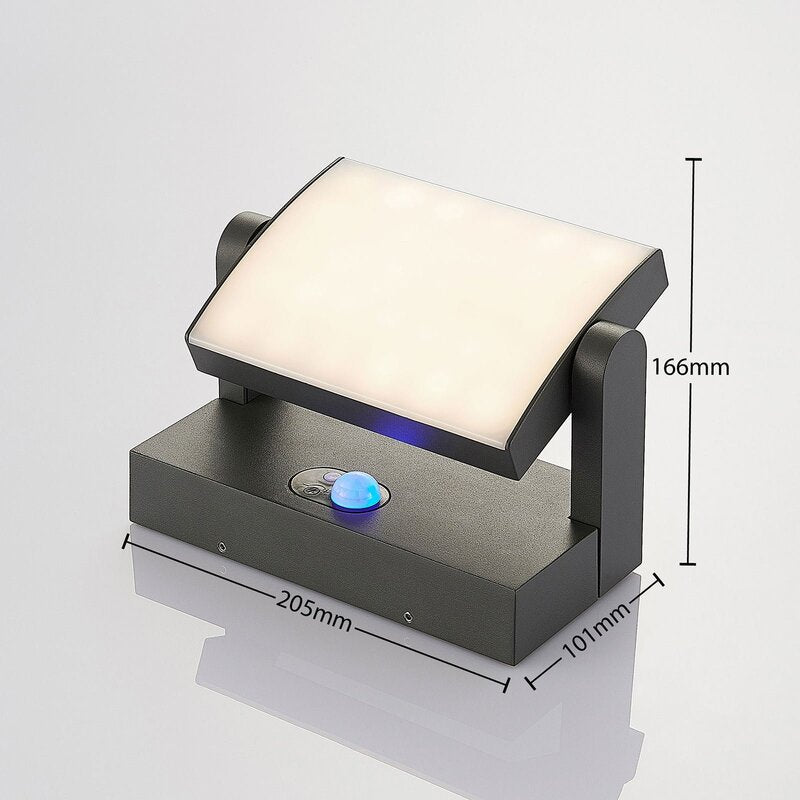 Lindby Außenlampe Außenwandleuchte LED Solarleuchte Sherin Sensor dunkelgrau - 4251096554519
