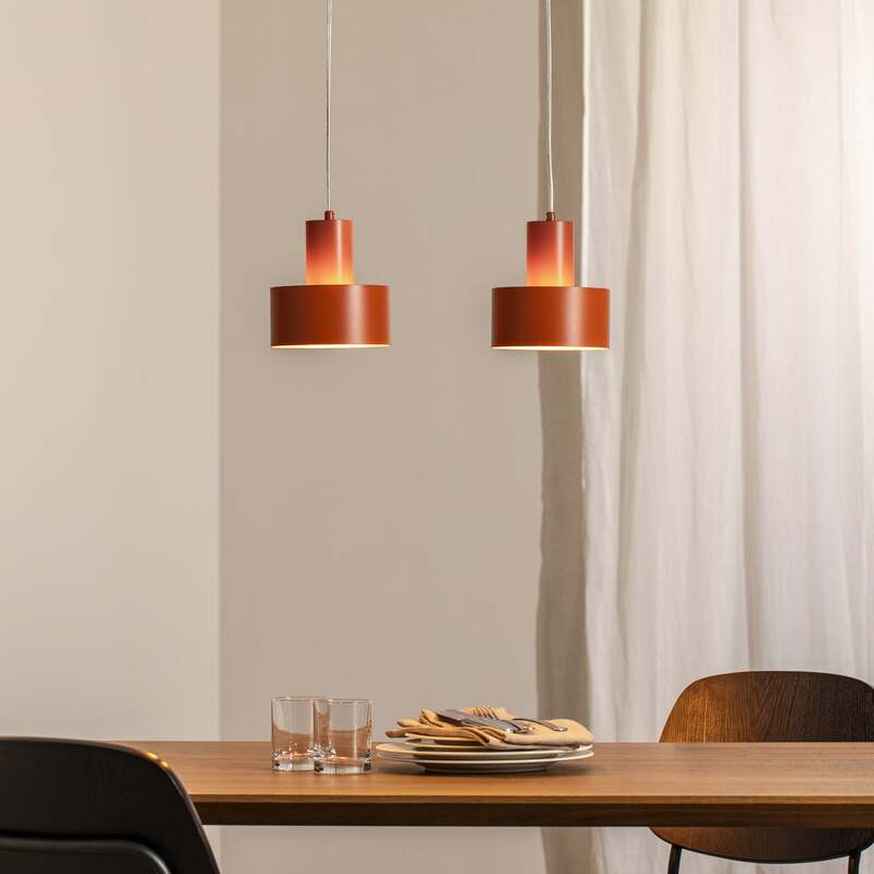 SIGMA Hängeleuchte Rif 2 ziegelrot 2-flammig 42 cm Stahl dimmbar E27 - 5902846810636