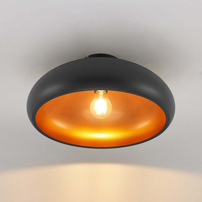 Lindby Deckenlampe Gerwina LED Lampe Leuchte dimmbar schwarz gold Ø40cm 1x60W - 4251096560619