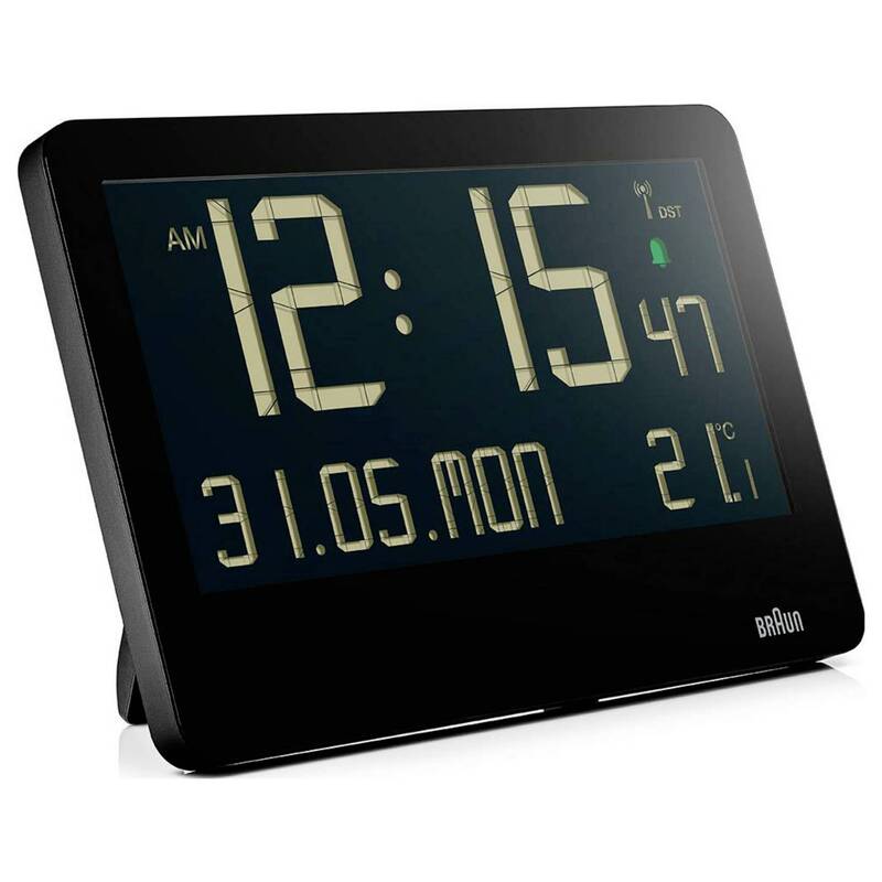 Braun Wanduhr Funkuhr DCF77 digital schwarz 261x173mm mit Temperatursensor - 4007218677006