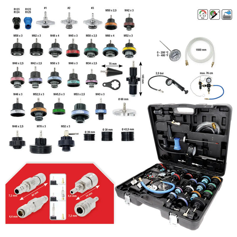 KS Tools Kühlsystem-Diagnose-Service-Satz 40-tlg 7000g Werkzeugset für Autos - 4069465008095