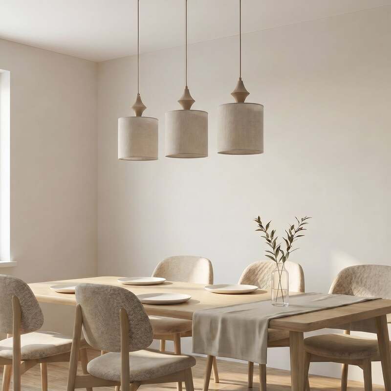 Amura Hängeleuchte Pendelleuchte Leuchte Lampe Beige Sand 3-flammig E27 105 cm - 5906135114399