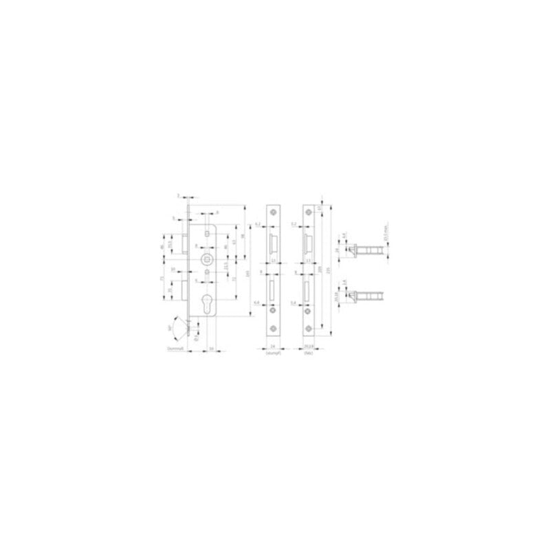 BKS Glastür-Einsteckschloss PZW 20/45/72mm DIN links nickelsilber 1 tourig 8mm - 4015540539480