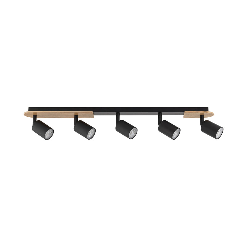 TK Lighting Deckenspot Lampe LED GU10 schwarz holz hell fünfflammig Holz Stahl - 5901780557775