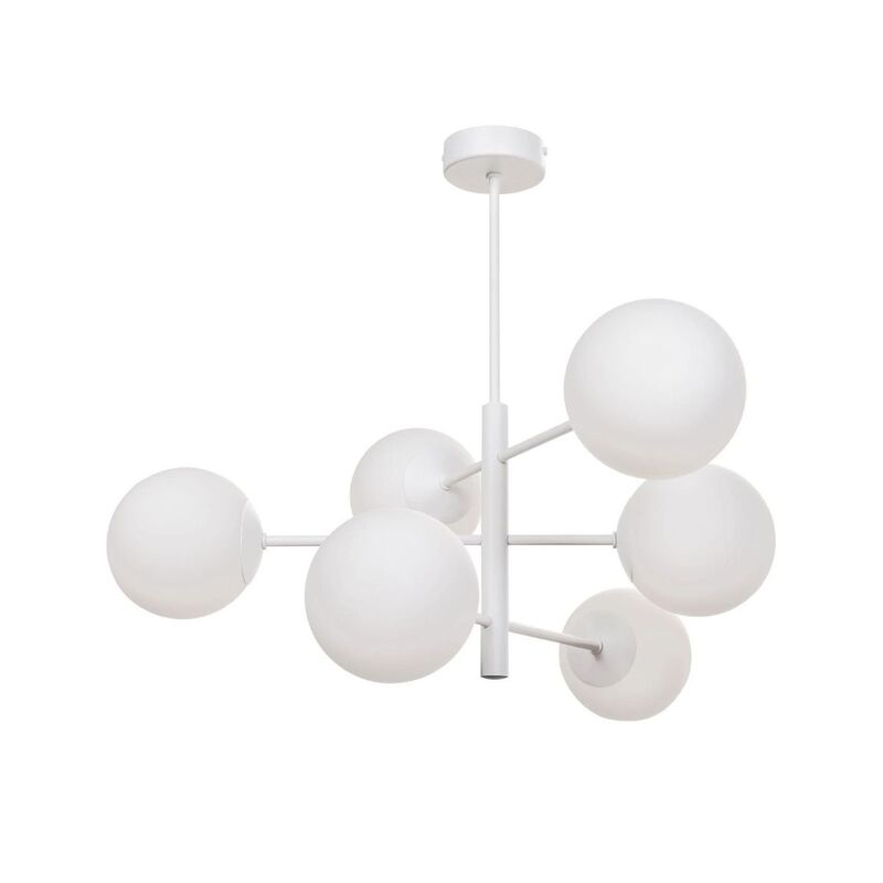 Domiluce Aurora Pendant Light, White, Ø 60 Cm, 6-bulb, Glass, E14 - 5905563004142