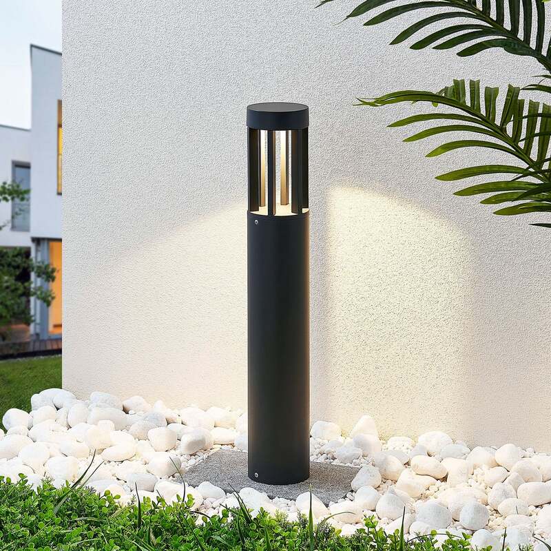 Lindby Wegeleuchte Gartenleuchte LED Außenlampe Jordis dunkelgrau Aluminium Glas - 4251096554458