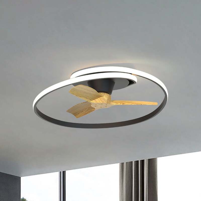 LED-Deckenventilator Ocean schwarz/holz 78 cm DC leise dimmbar 60 W CCT - 8435153282362