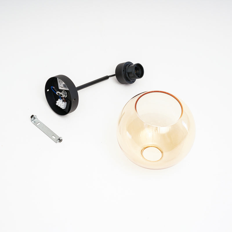 Wandleuchte Cubus schwarz bernstein E27 dimmbar Lampe Leuchte Ø18cm 30cm hoch - 5901780541354