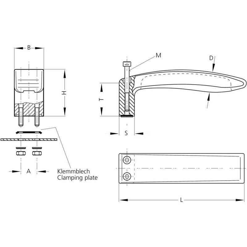 Universalgriff Griff Rohde Kunststoff Schwarz Polyamid KW-30 3 St 128x20x48 mm - 2050006609460