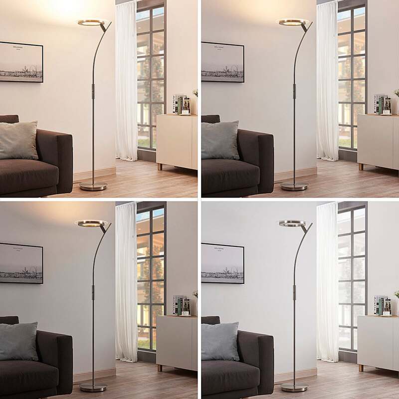 Lindby Stehleuchte Darion LED dimmbar Lampe Leuchte grau Metall 180cm hoch - 4251096544954