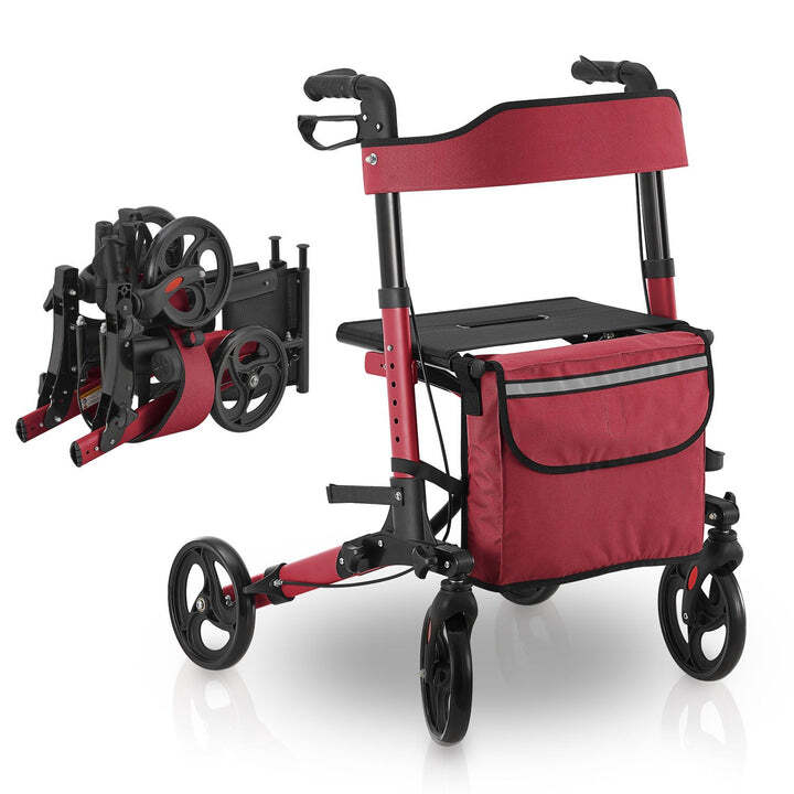 Aluminium Rollator Vital klappbar Gehhilfe höhenverstellbar Unabhängigkeit Rot - 4260565522690