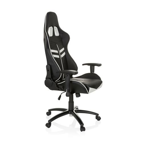 hjh OFFICE Chefsessel Racingstuhl schwarz mit Appuie-tête und Metallgestell - 4251084656911