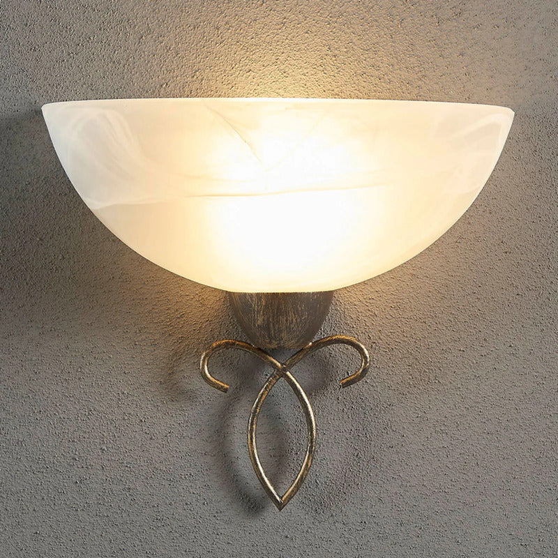 Lindby Wandleuchte Mohija LED Wandlampe dimmbar schwarz-gold Glas E27 25cm - 4251096521245