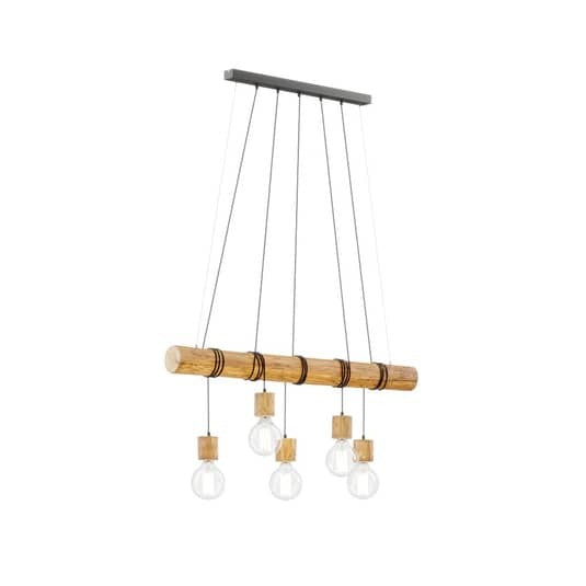 Envostar Terra Hängeleuchte Deckenlampe Pendelleuchte Holzbalken hell 5-flg  E27 - 4251911723663