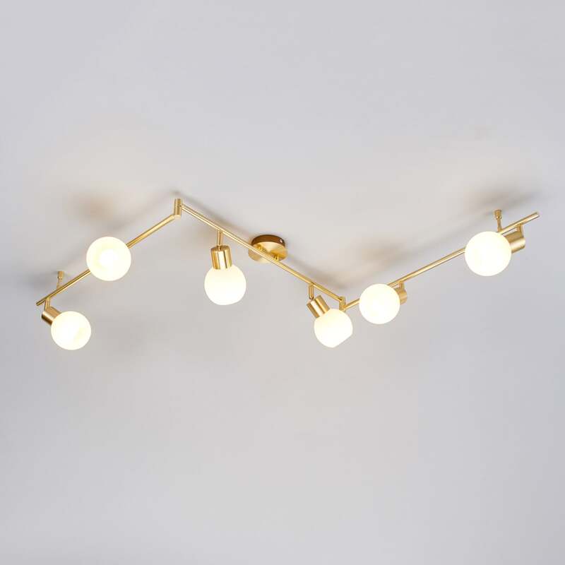 Lindby Deckenleuchte Deckenlampe Elaina messing Glas E14 Opalglas 6 flammig736 - 6291106553338