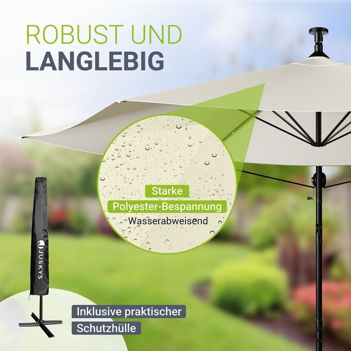 LED Ampelschirm Garten Brazil Sonnenschirm mit Kurbel und LED-Beleuchtung - 4260565520283