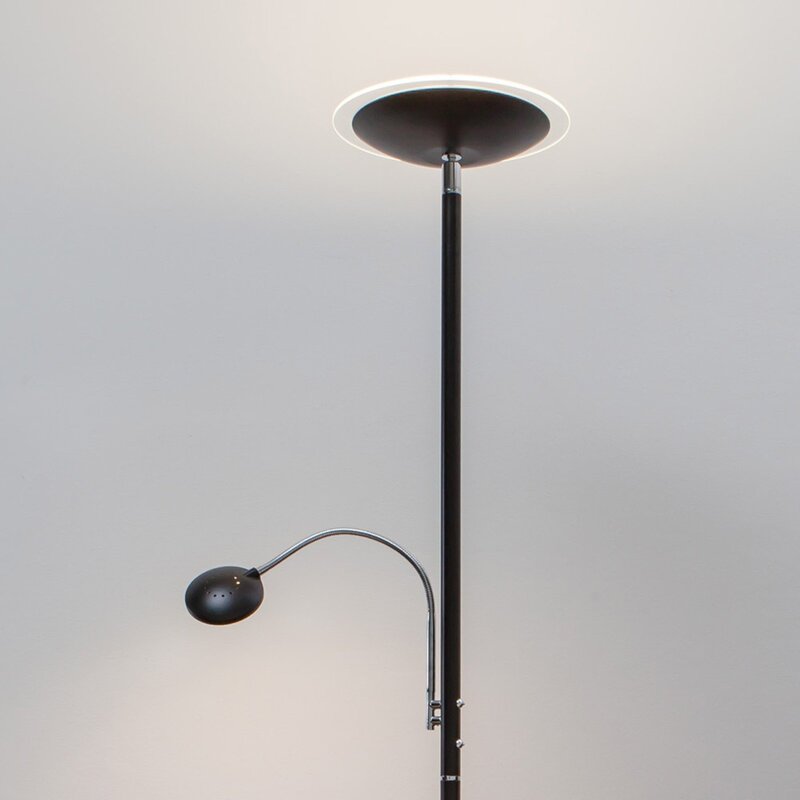 Lindby Deckenfluter Malea mit LED + Lesearm Lampe Leuchte IP20 5W 230V schwarz - 6291105701655