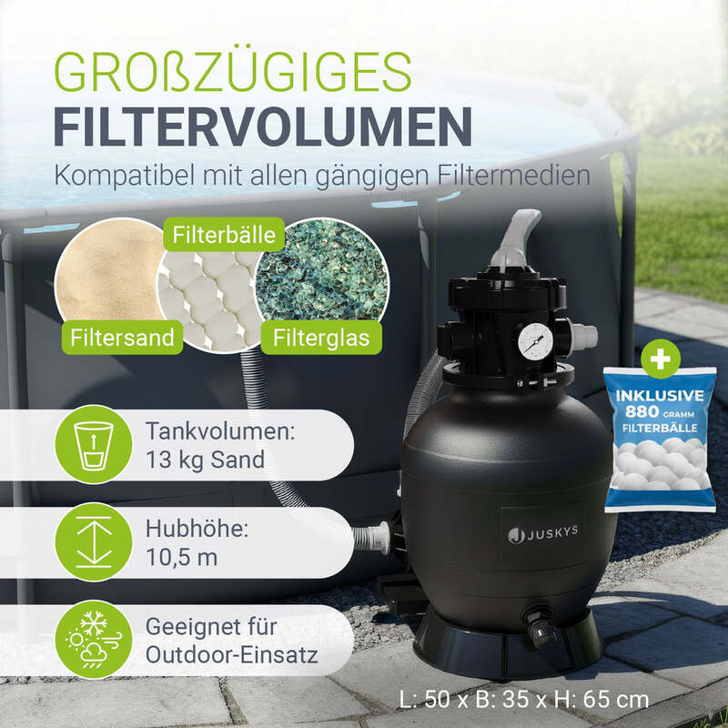Sandfilteranlage für Pools bis 47m³ Pumpe Filterbälle für klares Wasser 400 W - 4262437187303