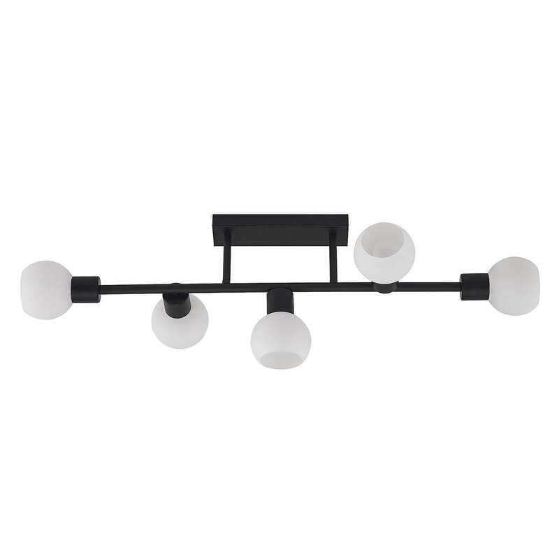 Lindby Deckenleuchte Deckenlampe Biscala LED schwarz opalweiß matt Glas Stahl - 4251911719871