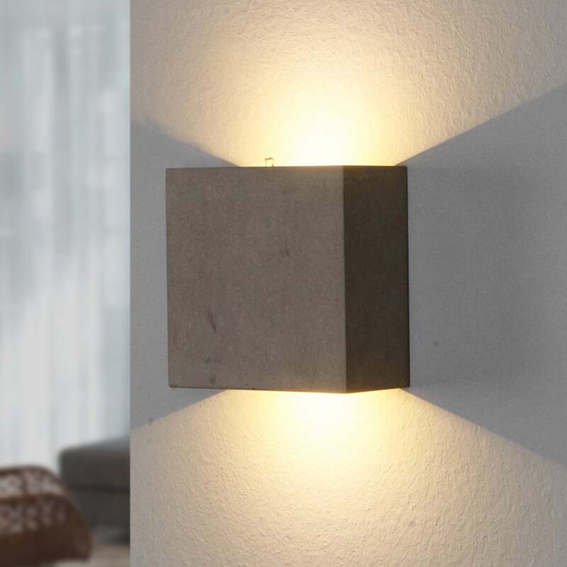 Lindby Wandleuchte Wandlampe Yva LED Beton grau 13x13cm warmweiß IP20 370lm - 4251096524420