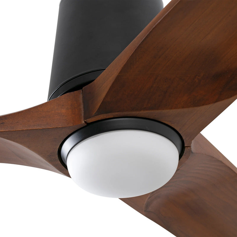 FARO BARCELONA Deckenventilator Heywood L schwarz/holz DC Motor leise 132cm LED - 8421776363298
