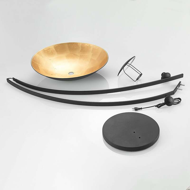Lindby Bogenstehlampe Stehleuchte Emilienne schwarz goldfarben Wohnzimmer La574 - 4251096592771