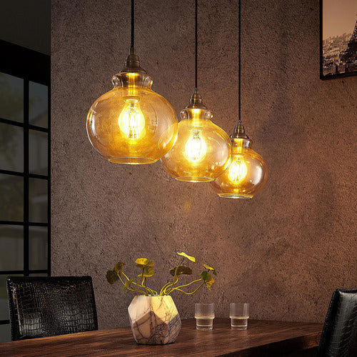 Lindby Tymoni Glas-Pendelleuchte Hängeleuchte Deckenlampe Lampe amber 3-flam74 - 4251096569988