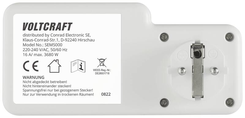 VOLTCRAFT Energiekostenmessgerät Kostenprognose Alarmfunktion Überspannungsalarm - 4064161218847