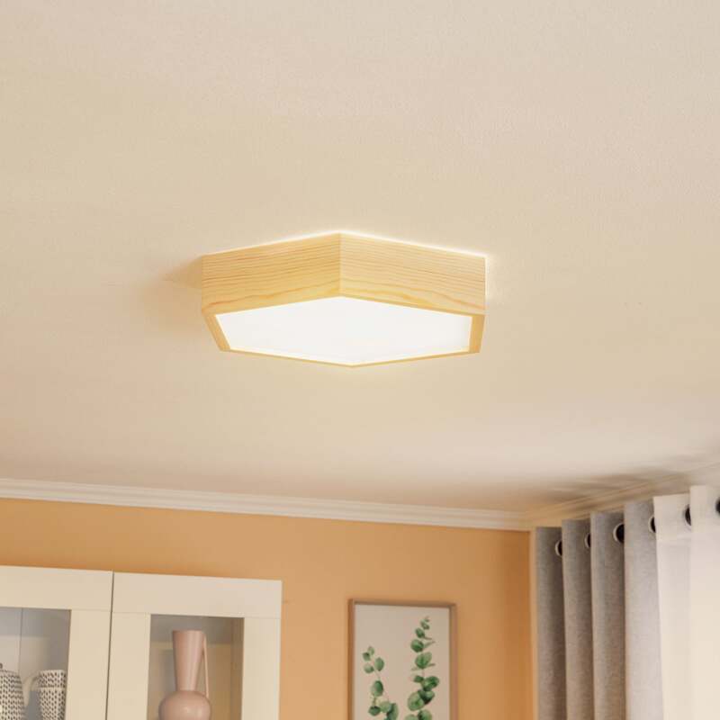 Envostar Deckenlampe Hagen LED Lampe Leuchte dimmbar Holz Glas creme Ø43cm - 4251911755923