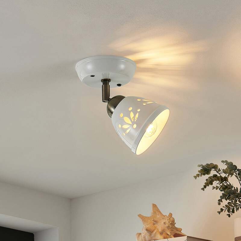 Lindby Strahler Sanrike LED Deckenstrahler Lampe dimmbar Keramik weiß 19x12cm - 4251911704105