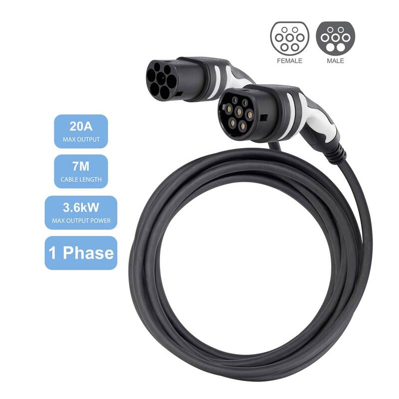Sygonix Ladekabel Stromkabel E Auto 7m Typ 2 Außenbereich geeignet schwarz - 4064161319513