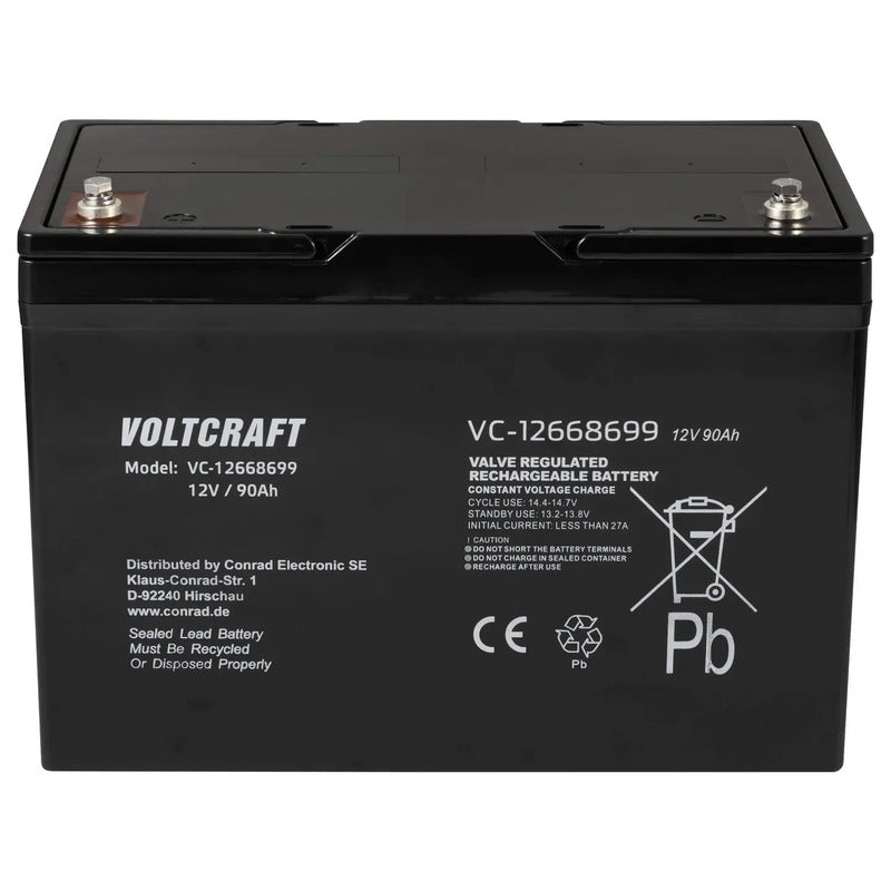 Voltcraft Bleiakku 12V 90Ah AGM wartungsfrei F45 für USV-Anlage 306x210x169mm - 4064161341965