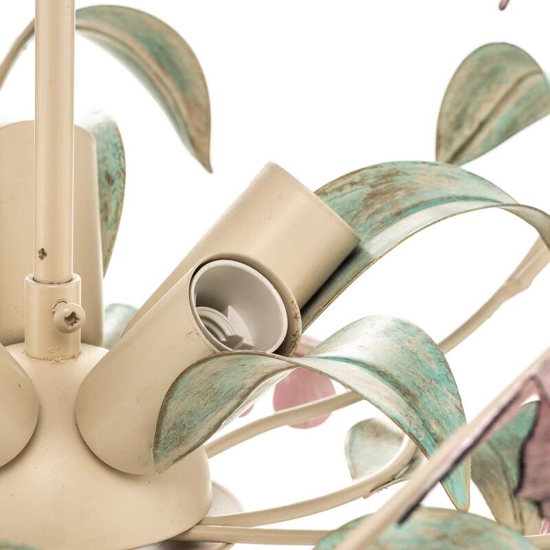 Deckenlampe BUTTERFLY LED dimmbar Edelstahl creme grün rosé 5-flammig Ø64cm - 5907565962888