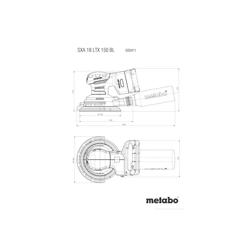 Metabo Akku-Exzenterschleifer bürstenlos Ø150mm 18V inkl. Koffer 1,3kg ohne Akku - 4061792228634