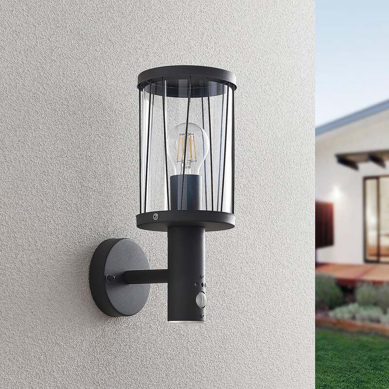 Lindby Yonan Außenwandleuchte Wandleuchte Wandlampe Lampe Leuchte IP44 mit Sen - 4251096575910