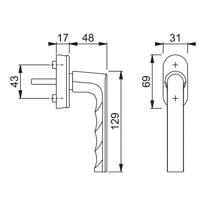 Hoppe Fenstergriff Griff Secuforte Variofit Alu Stahlfarben Standard 2 STÜCK - 4012789845310