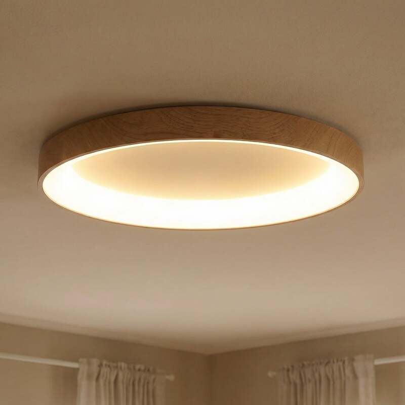 LED-Deckenlampe Niseko II CCT 65cm dimmbar mit Fernbedienung Holzfarbe - 8435153285868